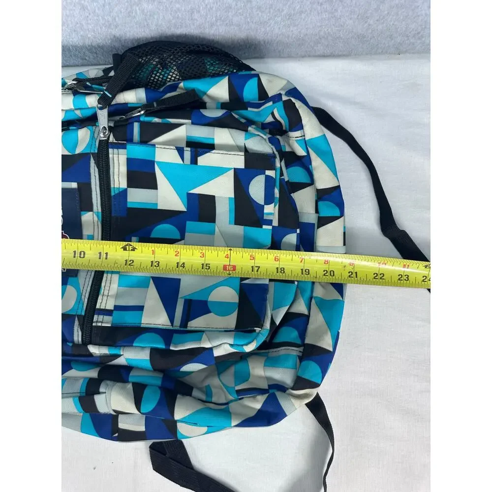 Jansport Blue Geometric Bug Student Backpack Compartments School Travel Bookbag